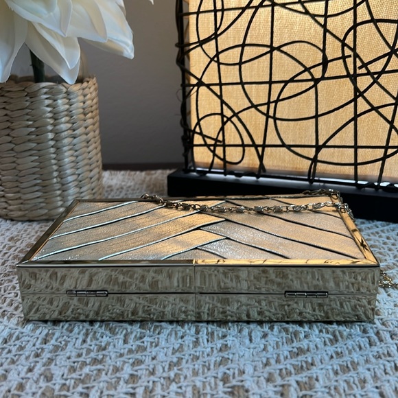 Gold Metal and Metallic Fabric Clutch - Picture 5 of 6